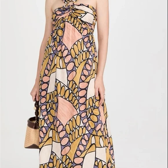 cotton halter neck maxi dresses Women's Bohemian Blue Cotton T-Back Maxi Dress